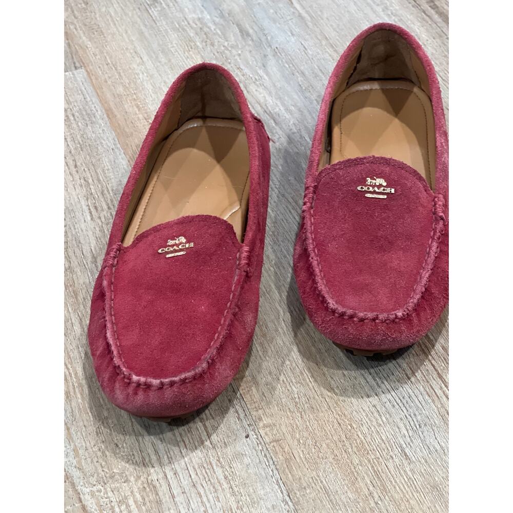 Coach Suede Fuchsia Loafers Size 9B Elegant Driving Shoes - Picture 5 of 13